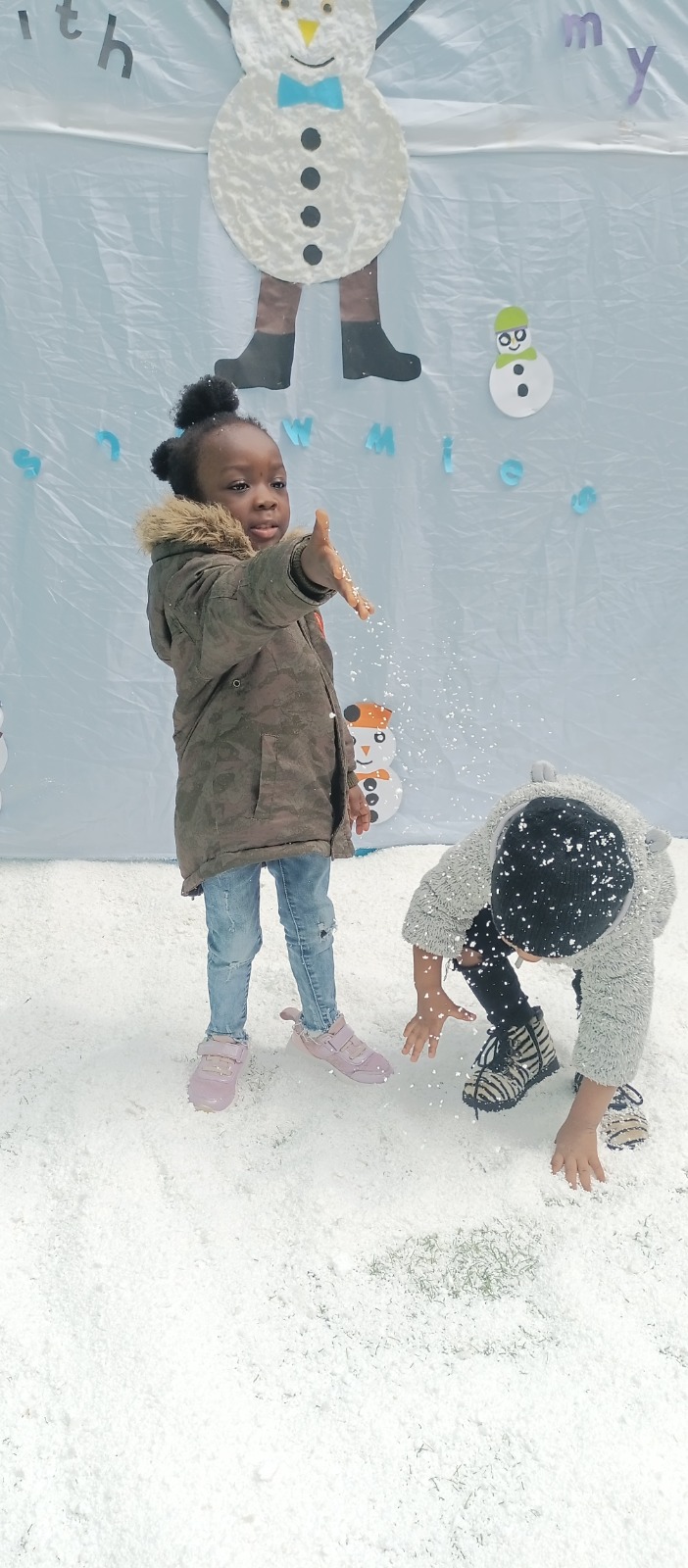 Young pupils enjoying a snow-themed party